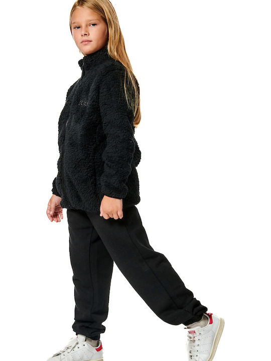 Athletic Kids Cardigan Fleece Black