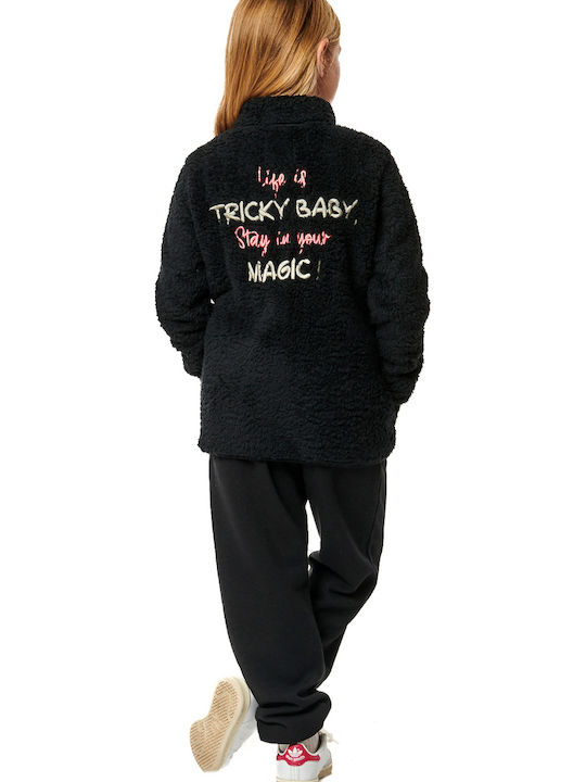 Athletic Kids Cardigan Fleece Black