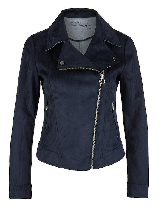 s.Oliver Suede Jacket Navy Blue