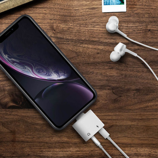 Adaptor Încărcare Audio Priză iPhone iPad iPod Jack 3.5mm Femelă Alb