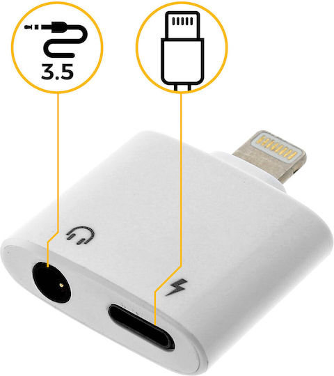 Adaptor Încărcare Audio Priză iPhone iPad iPod Jack 3.5mm Femelă Alb