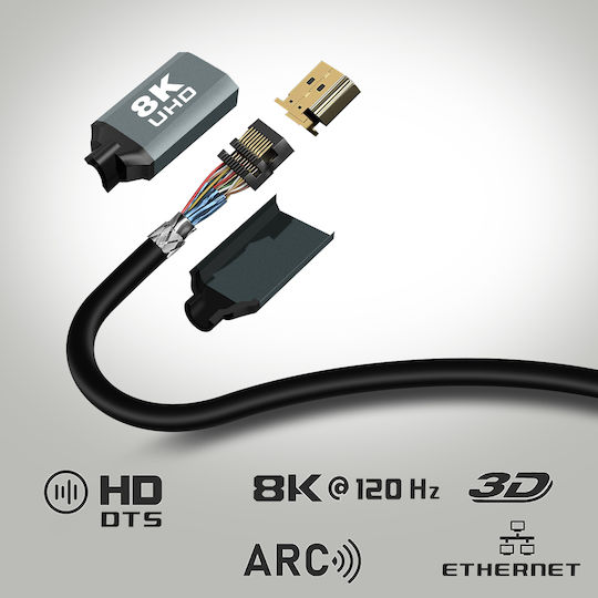 Hdmi 2.1 8k 120hz Ultra Hd Cable Ethernet Length 1.5m Hd-8k15 Linq Black