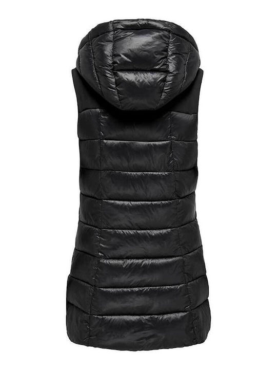 Only Women's Long Puffer Jacket for Winter Black