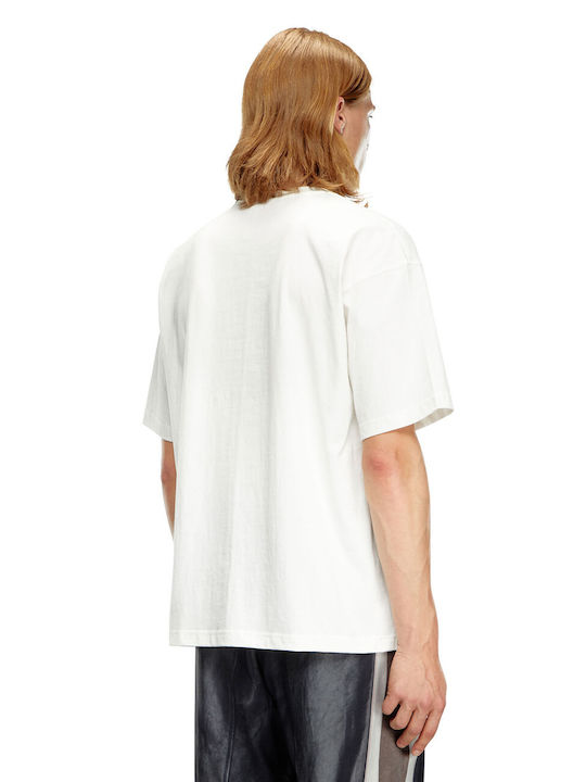 Diesel T-boxt-q22 Men's Short Sleeve T-shirt Off White