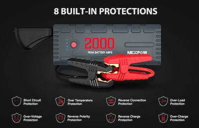 Nexpow Tragbar Autobatterie-Starter 12V mit Power Bank,Powerbank / USB / Φακό