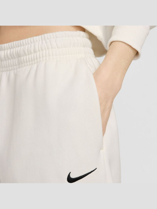 High Waist Sweatpants Jogger Fleece Ecru