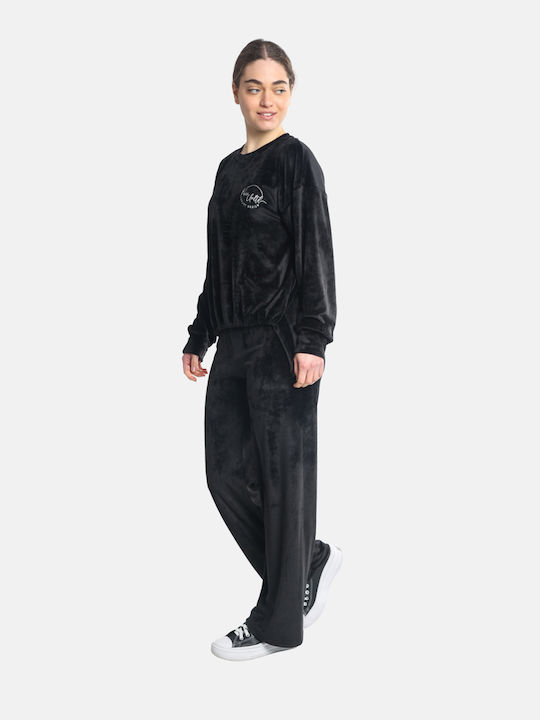 Paco & Co Damen-Sweatpants BLACK Samt