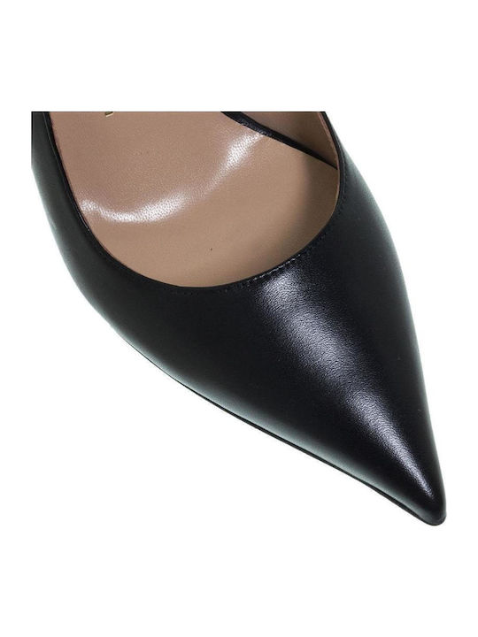 Leder Pumps mit Riemchen & hoher Absatz Schwarz