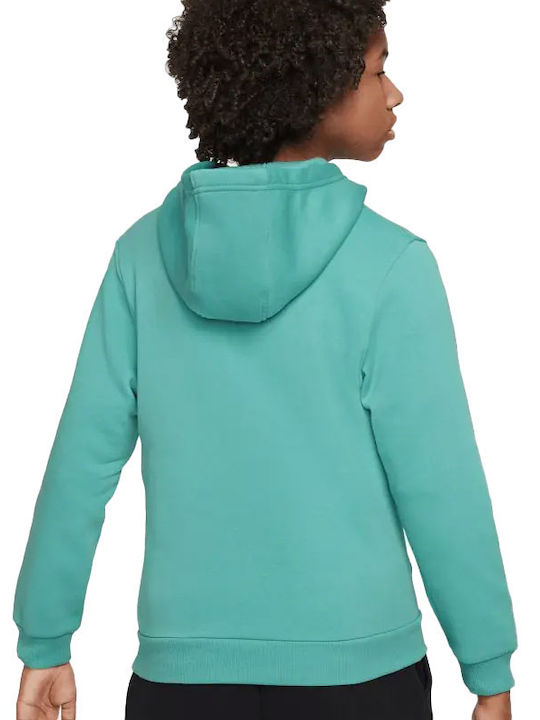 Nike Fleece Kids Sweatshirt with Hood GREEN Sportswear Club