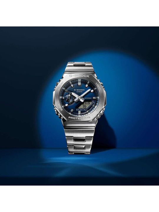 Casio G-shock Men's Watch Chronograph Battery with Silver Metal Bracelet