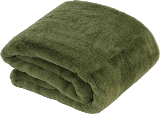 In the mood Collection Κουβέρτα Γούνινη Μονή 150x200εκ. Dark Green