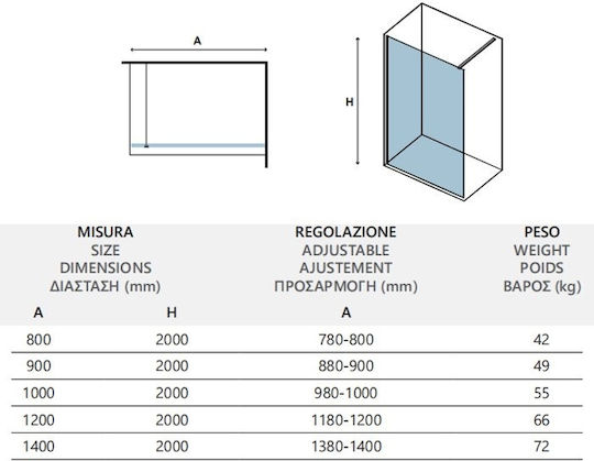 Σταθερό Διαχωριστικό Ντουζιέρας Flute Κρύσταλλο Walkin 1 Cromo Karag 120x200cm Σταθερό Διαχωριστικό Ντουζιέρας Flute Κρύσταλλο Walkin 1 Cromo Karag 120x200cm