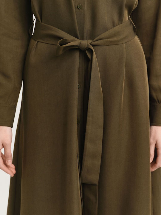 Midi Shirt Dress Khaki