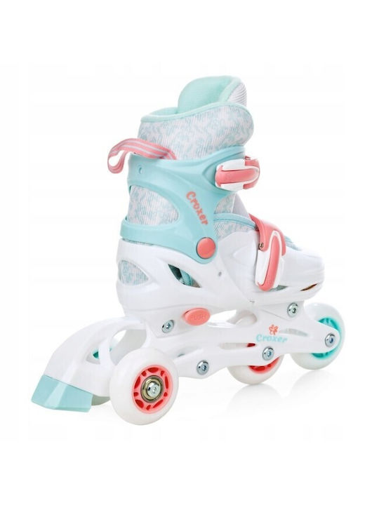 Adjustable Croxer Inez Led 3in1 Roller Skates White Turquoise M 34-37