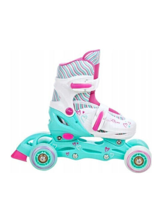 Adjustable Raven Loret Roller Skates Led Wheels Turquoise Pink S 30-33