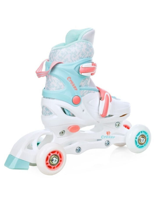 Adjustable Croxer Inez Led 3in1 Roller Skates White Turquoise M 34-37
