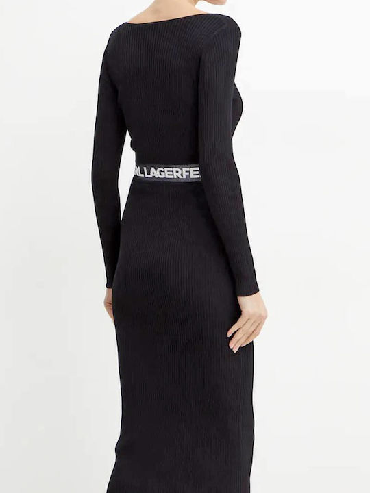 Karl Lagerfeld Rochie Tricotată All Day Neagră
