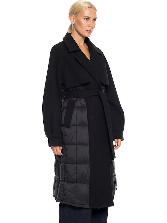Women's Black Coat with Belt