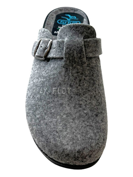 Fly Flot Leather Winter Women's Slippers in Gray color