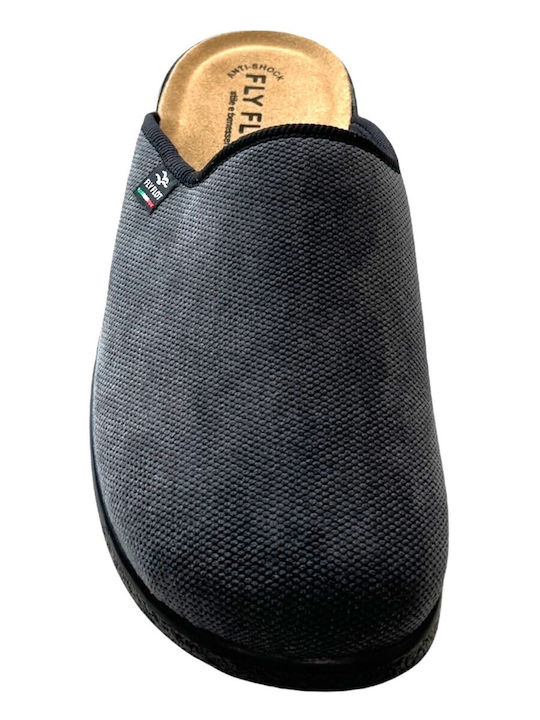 Fly Flot Men's Leather Slippers Gray