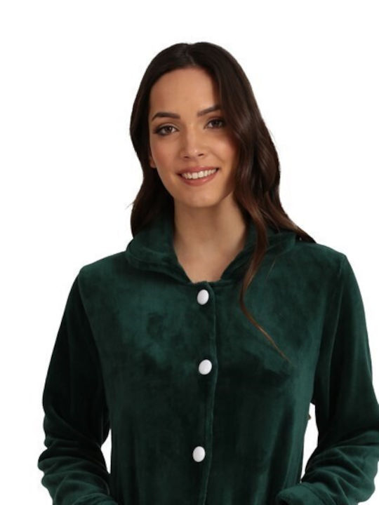 Lydia Creations Winter Women's Fleece Robe Dark Green