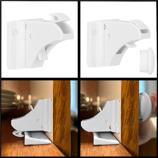 Siguranță pentru dulap și sertar cu magnet din Plastic în Culoare Alb 3.5x3.5cm 4buc