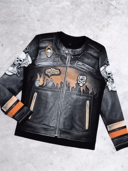 Blouse Black Cotton biker jacket