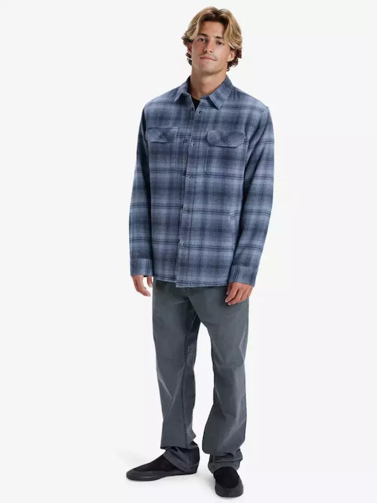 Quiksilver Overshirt Μακρυμάνικo Βαμβακερό Πουκάμισο Μπλε