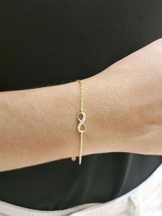 Ios Bracelet Chain with design Infinity made of Silver Gold Plated with Zircon