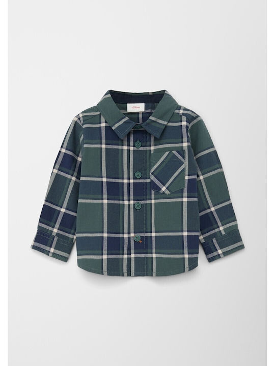 Kids Checked Shirt Long Sleeve Petrol (Item J062)