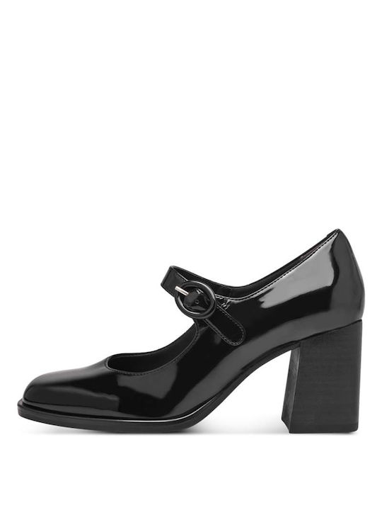 Tamaris Patent Leather Black Medium Heels