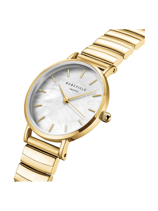 Rosefield Small Edit Women's Watch Chronograph with Gold Metal Bracelet