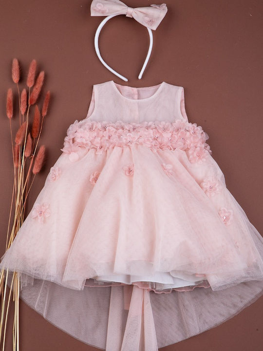 Bambolino Marina Rosa Taufkleidung für Mädchen Bekleidungsset mit Kleid & Mantel aus Tüll 3 Stück