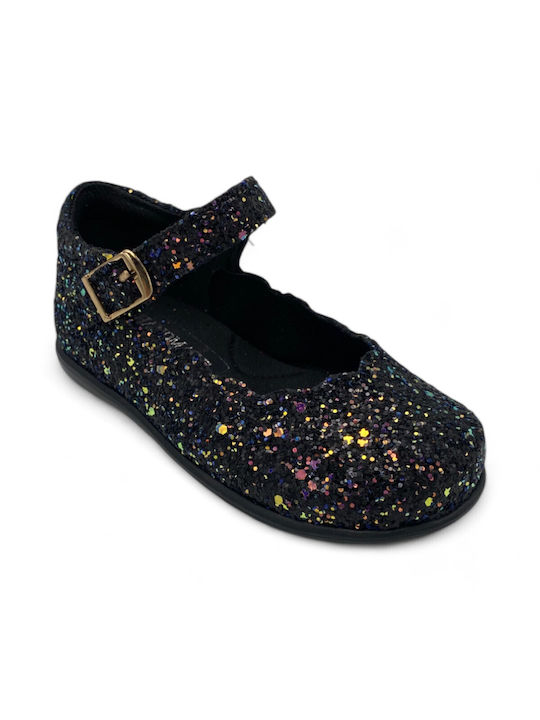 Leather anatomical kids' ballerinas in black color