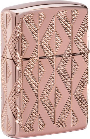 Zippo Armor Geometric Diamond Feuerzeug Flamme in Rose Gold Farbe