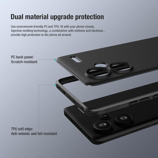 Nillkin Super Frosted Shield Back Cover Silicone / Plastic 0.5mm Waterproof Black (Redmi Note 13 Pro+)
