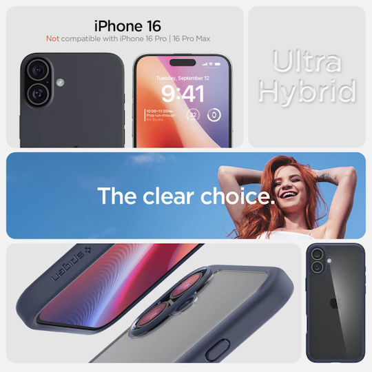 Spigen Ultra Hybrid Back Cover Plastic 2mm Navy Blue (iPhone 16)
