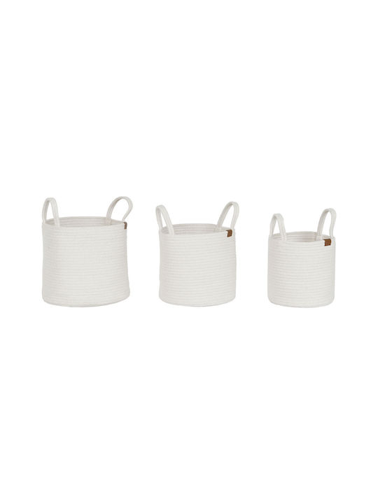 Set of Decorative Baskets Fabric White 30x30x28cm 3pcs Home Esprit