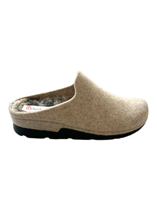 Anatomical Women's Slippers with Fur Beige