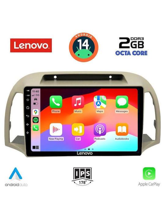 Lenovo Car Audio System for Nissan Micra 2002-2010 (Bluetooth/USB/AUX/WiFi/GPS) with Touch Screen 9"