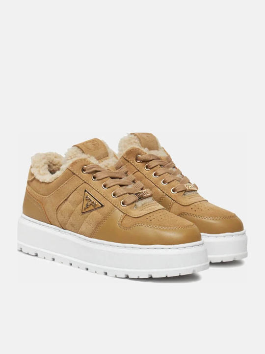 Guess Флатформи Маратонки Бежов