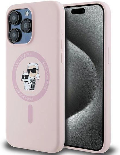 Karl Lagerfeld Karl&Choupette Umschlag Rückseite Kunststoff / Silikon Rosa (iPhone 15 Pro)