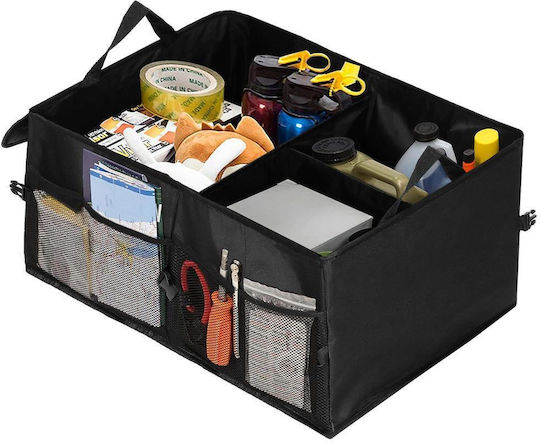 Foldable Trunk Organizer Compartmentalized Water-resistant 56x40x26cm Black