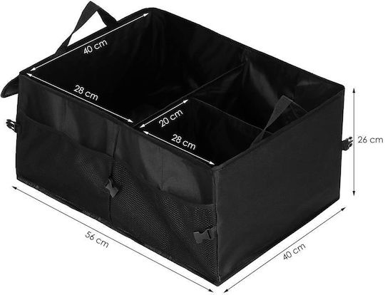 Foldable Trunk Organizer Compartmentalized Water-resistant 56x40x26cm Black