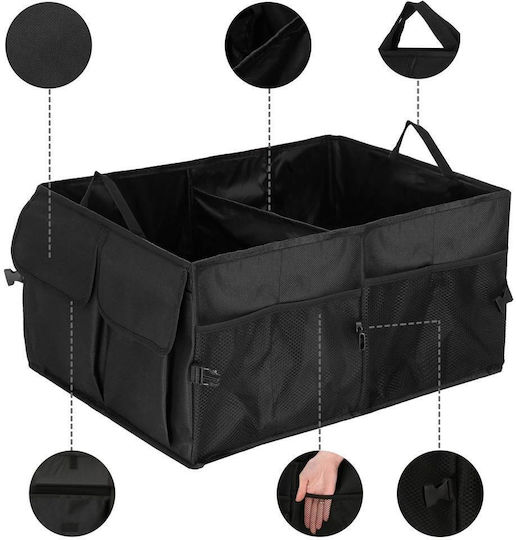 Foldable Trunk Organizer Compartmentalized Water-resistant 56x40x26cm Black