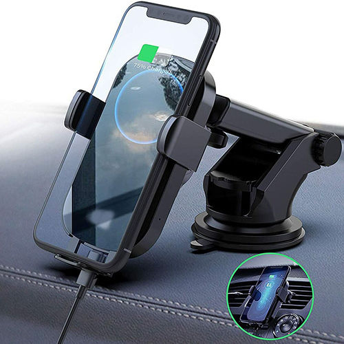 Factory Suport Auto pentru Telefon cu cârlige reglabile și Încărcare Wireless Neagră