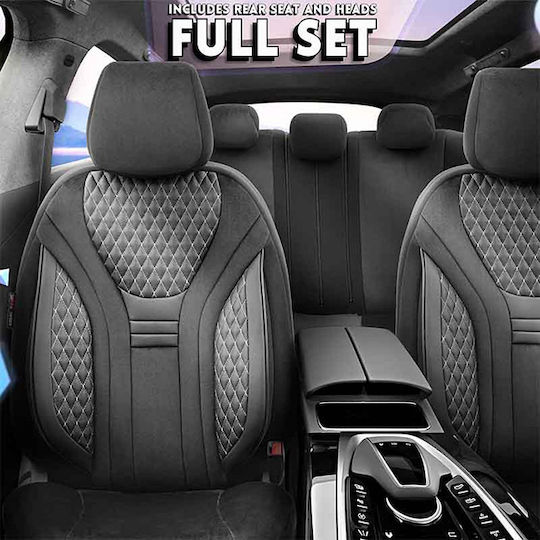 Auto Gs Σετ Καλύμματα Αυτοκινήτου 11τμχ Δερματίνη Design Μαύρα