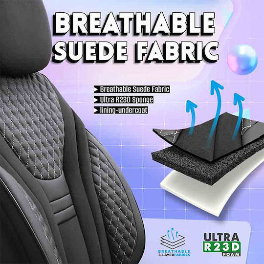 Auto Gs Σετ Καλύμματα Αυτοκινήτου 11τμχ Δερματίνη Design Μαύρα