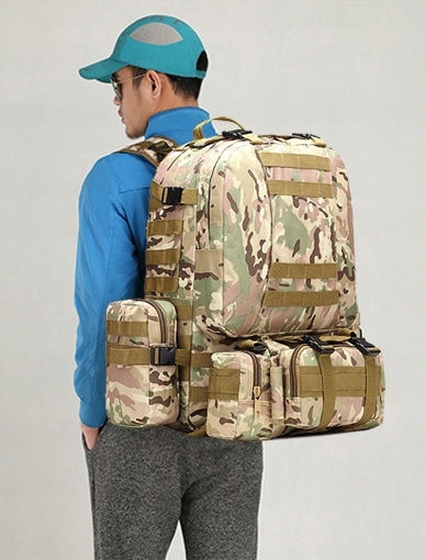 Military Backpack Hiking Waterproof Ultra-light 4 In 1 50 Liters Combat Camouflage Color