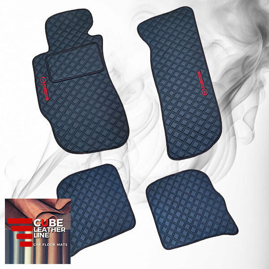 Mazda Rx-8 2003-2012 Technoleder Cube Schwarz mit roter Stickerei Mazda Set aus 4 Teilen